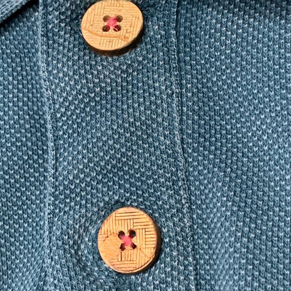 Wiered Fish Blue Cotton Heavy Polo Shirt - Picture 3 of 13